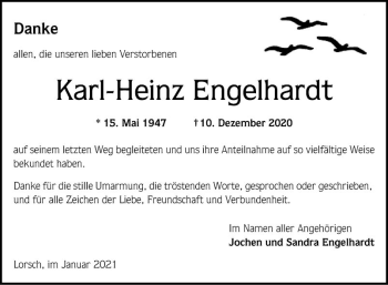 Traueranzeige von Karl-Heinz Engelhardt von Bergsträßer Anzeiger