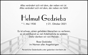 Traueranzeige von Helmut Godzieba von Südhessen Morgen