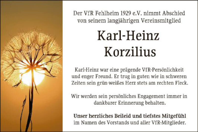  Traueranzeige für Karl-Heinz Korzilius vom 30.10.2021 aus Bergsträßer Anzeiger