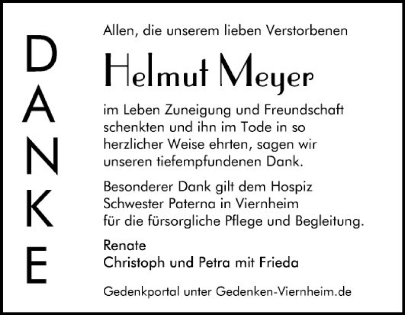  Traueranzeige für Helmut Meyer vom 27.11.2021 aus Südhessen Morgen