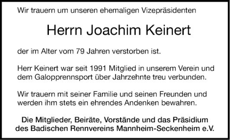  Traueranzeige für Joachim Keinert vom 03.11.2021 aus Mannheimer Morgen