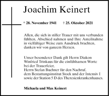Traueranzeige von Joachim Keinert von Mannheimer Morgen