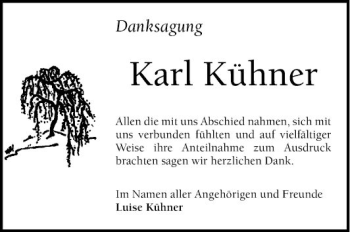 Traueranzeige von Karl Kühner von Mannheimer Morgen