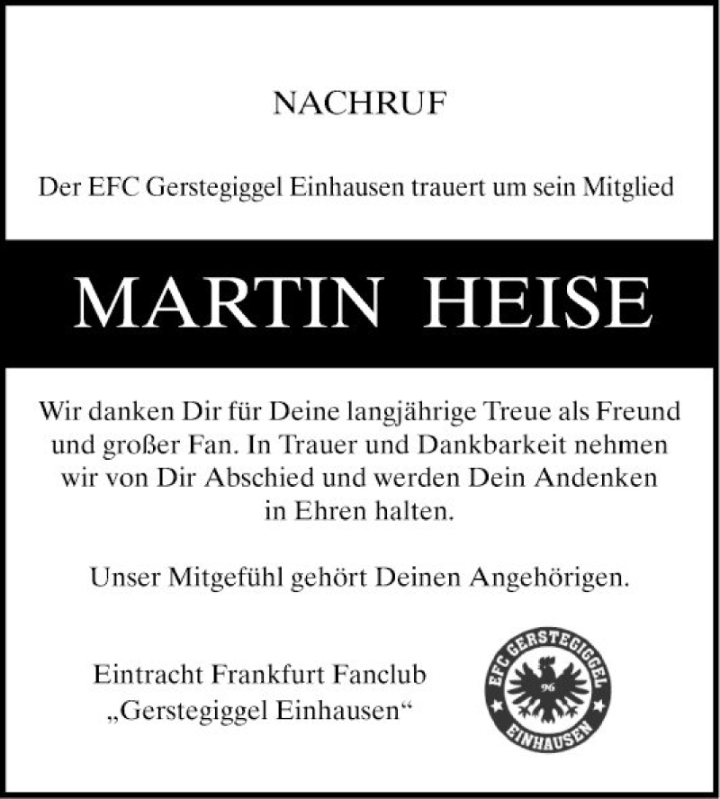  Traueranzeige für Martin Heise vom 18.12.2021 aus Bergsträßer Anzeiger