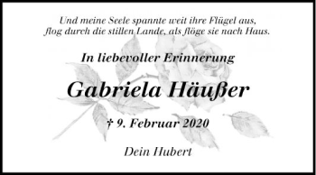 Traueranzeige von Gabriela Häußer von Mannheimer Morgen