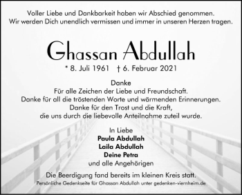 Traueranzeige von Ghassan Abdullah von Südhessen Morgen