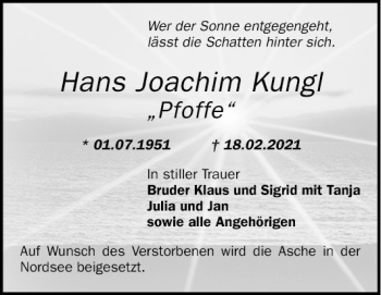 Traueranzeige von Hans Joachim Kungl von Mannheimer Morgen