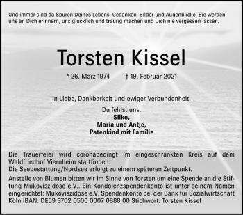 Traueranzeige von Torsten Kissel von Mannheimer Morgen