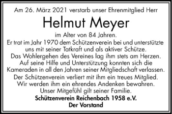Traueranzeige von Helmut Meyer von Bergsträßer Anzeiger