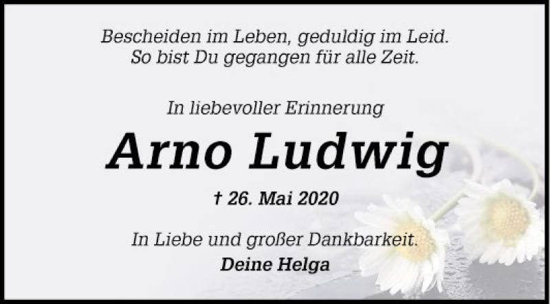  Traueranzeige für Arno Ludwig vom 26.05.2021 aus Mannheimer Morgen