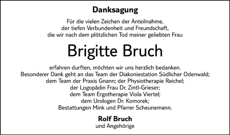  Traueranzeige für Brigitte Bruch vom 17.07.2021 aus Bergsträßer Anzeiger