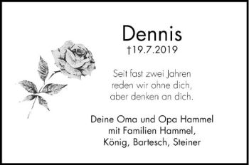 Traueranzeige von Dennis Hempel von Fränkische Nachrichten