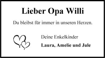 Traueranzeige von Opa Willi  von Fränkische Nachrichten