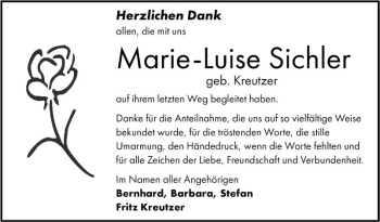 Traueranzeige von Marie-Luise Sichler von Mannheimer Morgen
