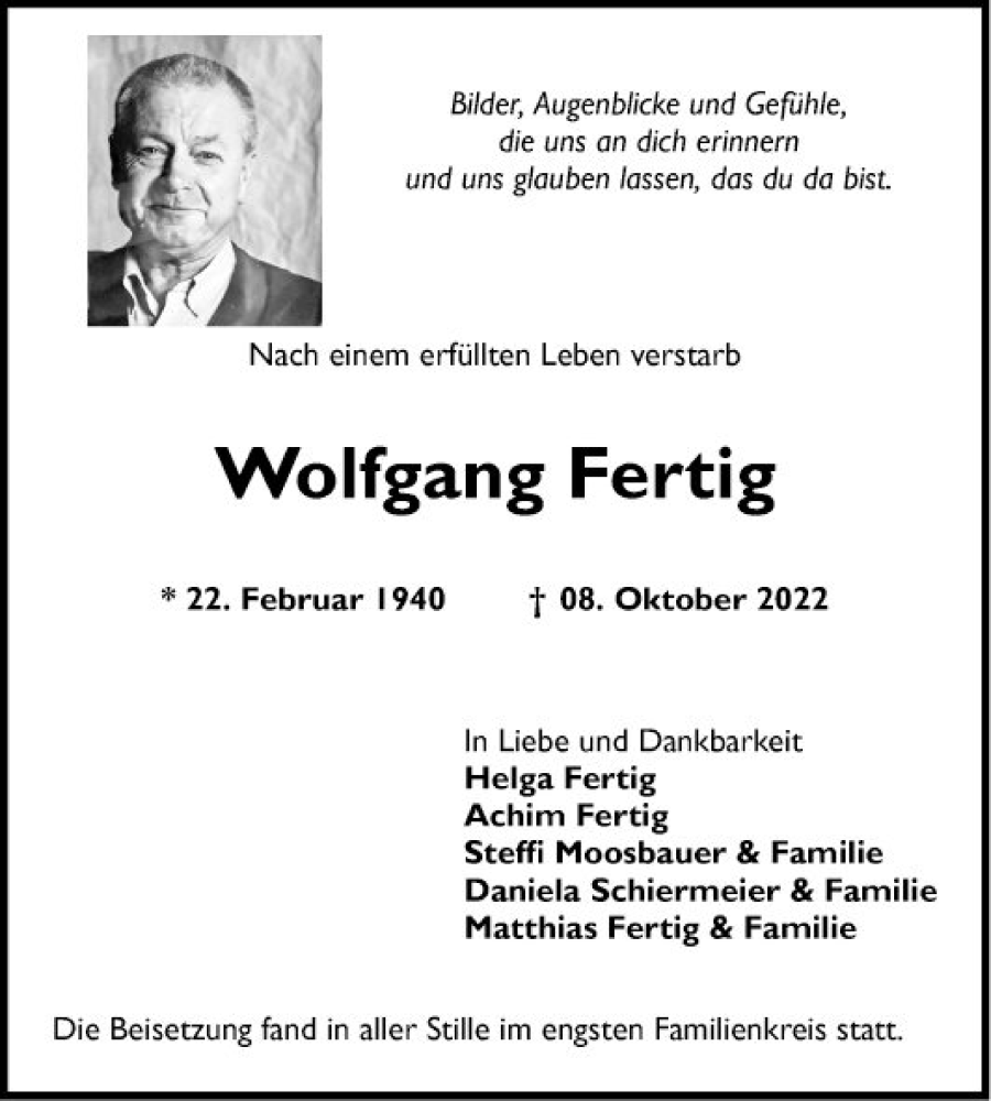 Traueranzeige für Wolfgang Fertig vom 22.10.2022 aus Mannheimer Morgen