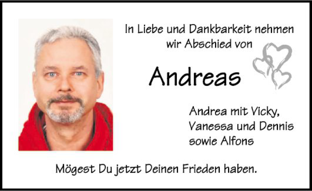  Traueranzeige für Andreas  vom 13.12.2022 aus Fränkische Nachrichten