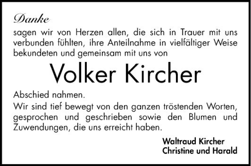  Traueranzeige für Volker Kircher vom 17.12.2022 aus Bergsträßer Anzeiger