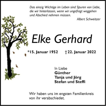 Traueranzeige von Elke Gerhard von Mannheimer Morgen