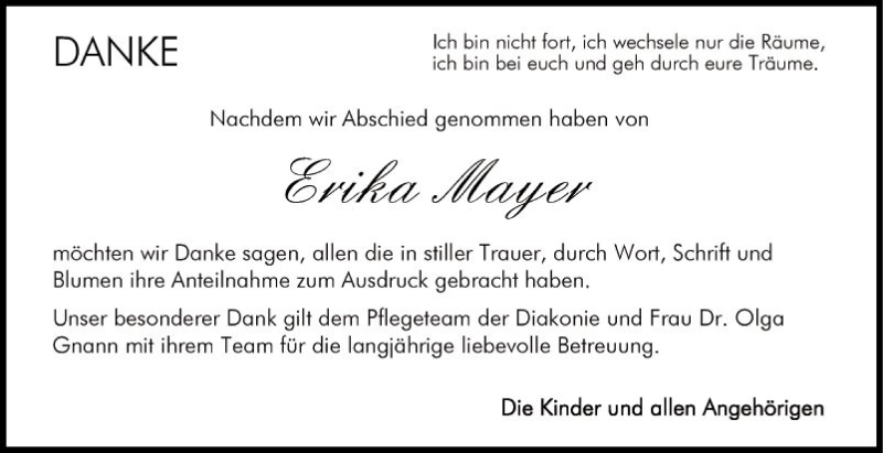  Traueranzeige für Erika Mayer vom 12.02.2022 aus Bergsträßer Anzeiger
