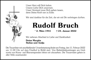 Traueranzeige von Rudolf Bruch von Mannheimer Morgen