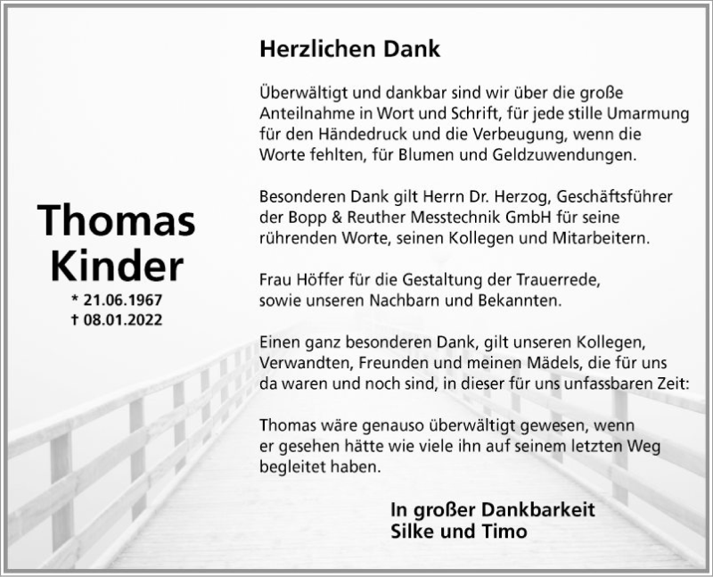  Traueranzeige für Thomas Kinder vom 05.02.2022 aus Südhessen Morgen