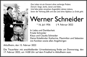 Traueranzeige von Werner Schneider von Schwetzinger Zeitung