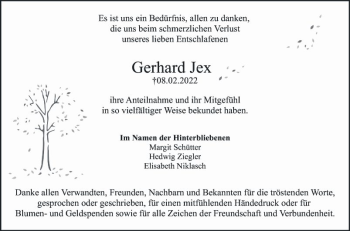 Traueranzeige von Gerhard Jex von Mannheimer Morgen