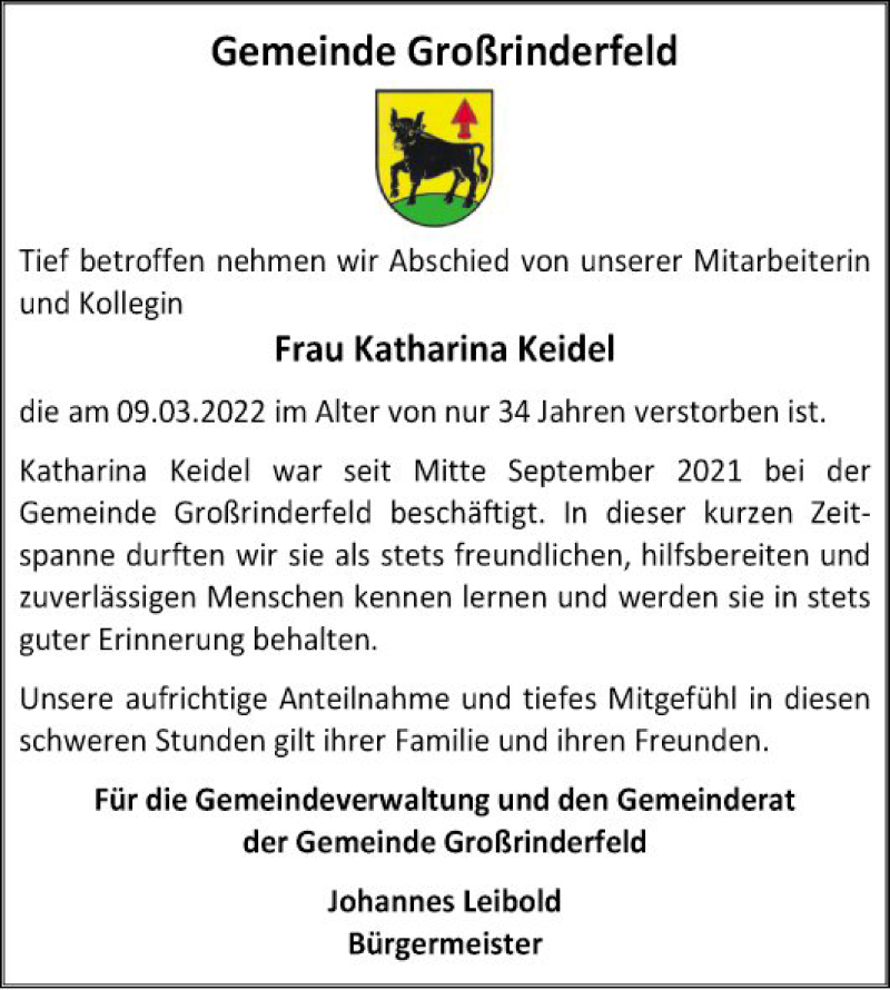  Traueranzeige für Katharina Keidel vom 23.03.2022 aus Fränkische Nachrichten