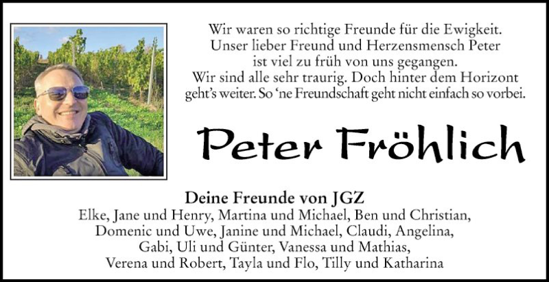  Traueranzeige für Peter Fröhlich vom 05.03.2022 aus Mannheimer Morgen