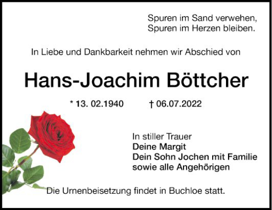 Traueranzeige von Hans-Joachim Böttcher von Mannheimer Morgen