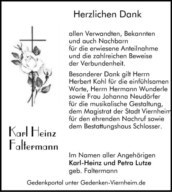 Traueranzeige von Karl Heinz Faltermann von Mannheimer Morgen