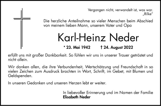 Traueranzeige von Karl-Heinz Neder von Bergsträßer Anzeiger
