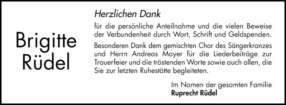  Traueranzeige für Brigitte Rüdel vom 16.12.2023 aus Bergsträßer Anzeiger