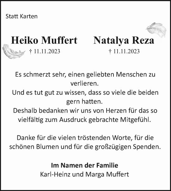 Traueranzeige von Heiko Muffert von Mannheimer Morgen