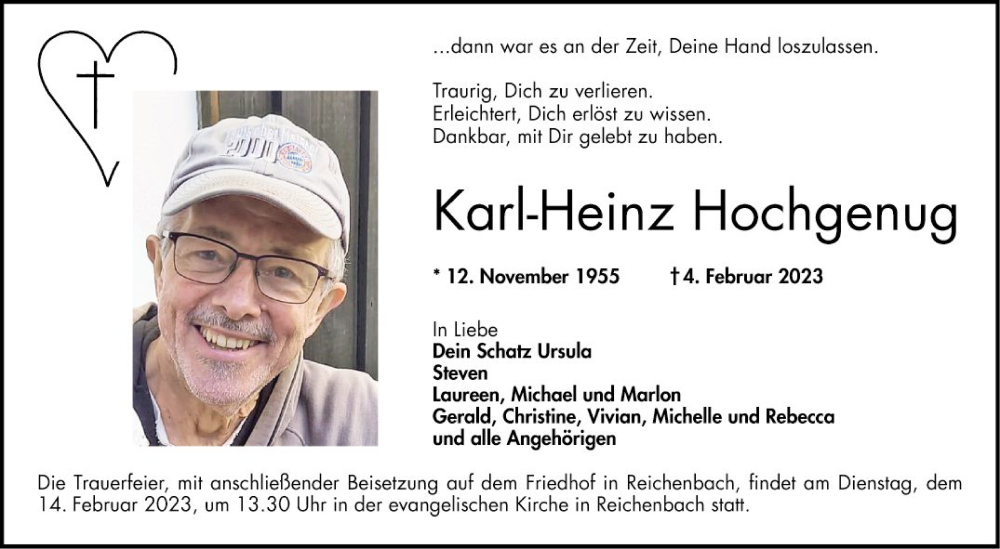  Traueranzeige für Karl-Heinz Hochgenug vom 11.02.2023 aus Bergsträßer Anzeiger