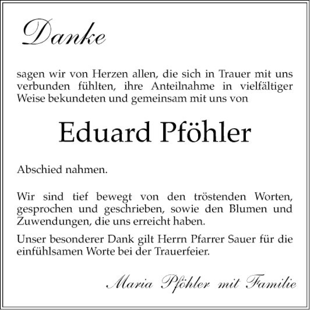  Traueranzeige für Eduard Pföhler vom 15.03.2023 aus Schwetzinger Zeitung