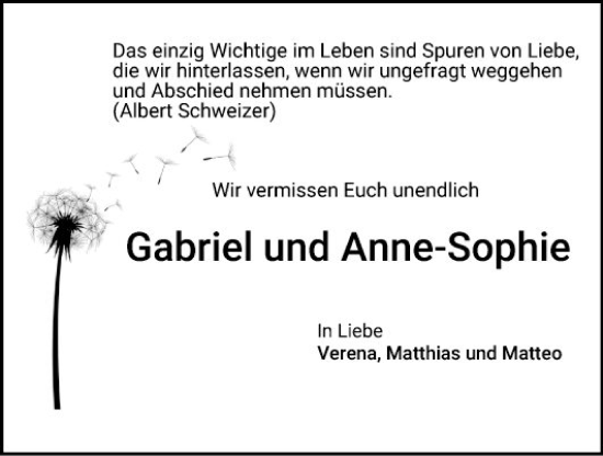 Traueranzeige von Gabriel und Anne-Sophie  von Bergsträßer Anzeiger