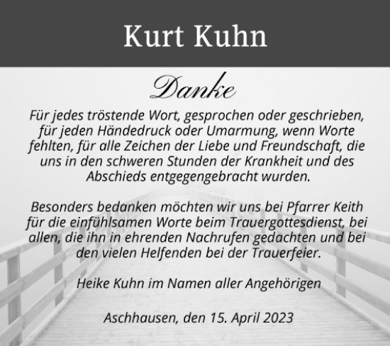 Traueranzeige von Kurt Kuhn von Fränkische Nachrichten