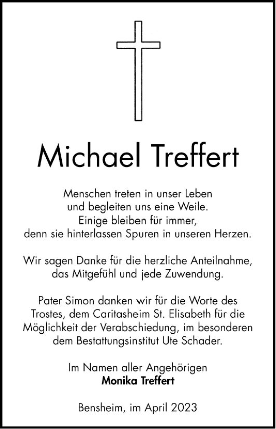 Traueranzeige von Michael Treffert von Bergsträßer Anzeiger