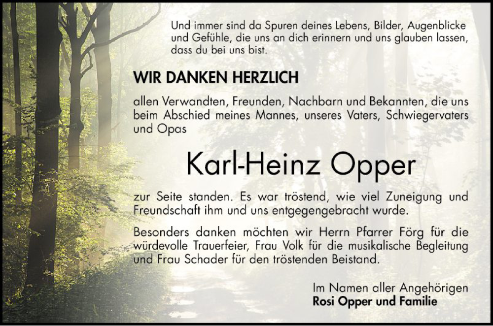  Traueranzeige für Krl-Heinz Opper vom 13.05.2023 aus Bergsträßer Anzeiger