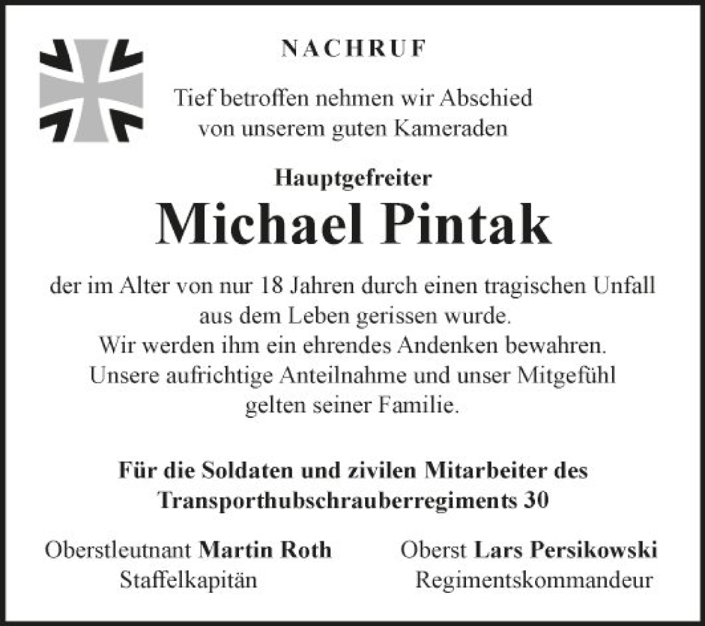  Traueranzeige für Michael Pintak vom 23.05.2023 aus Fränkische Nachrichten