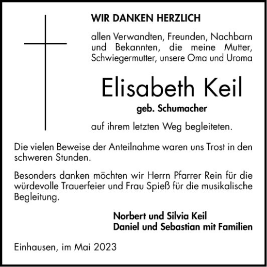 Traueranzeige von Elisabeth Keil von Bergsträßer Anzeiger
