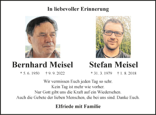 Traueranzeige von Stefan Meisel von Fränkische Nachrichten