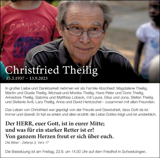 Traueranzeige von Christfried Theilig von Schwetzinger Zeitung