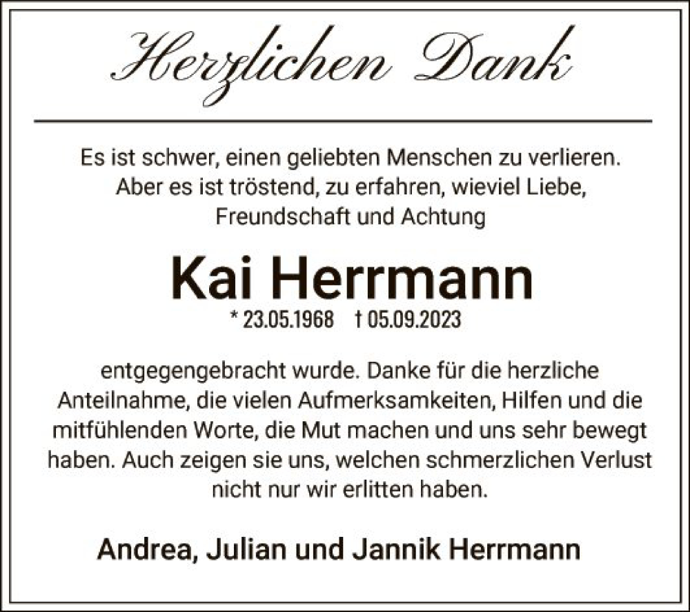  Traueranzeige für Kai Herrmann vom 23.09.2023 aus Bergsträßer Anzeiger