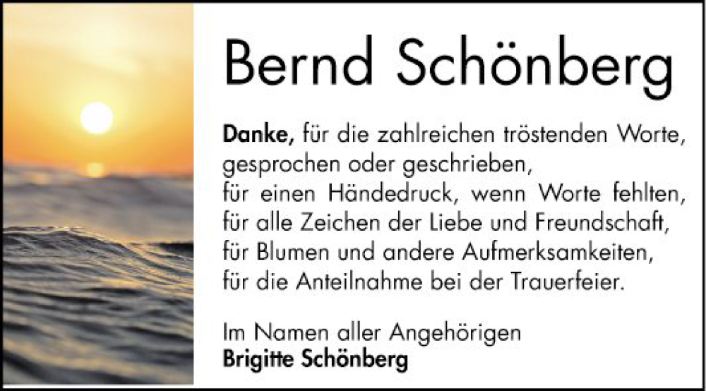  Traueranzeige für Bernd Schönberg vom 05.01.2024 aus Mannheimer Morgen
