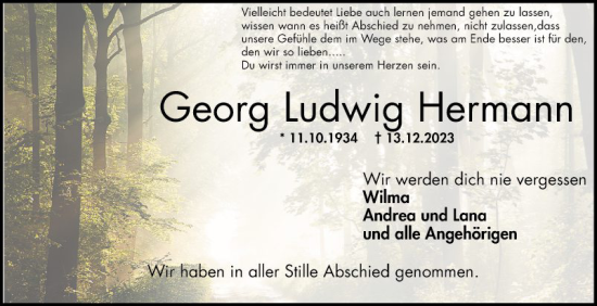 Traueranzeige von Georg  Hermann von Schwetzinger Zeitung