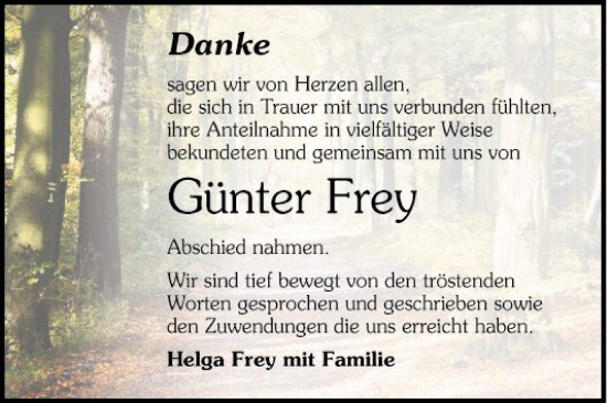 Traueranzeige von Günter Frey von Mannheimer Morgen