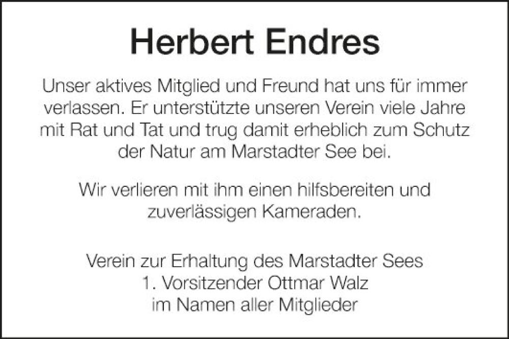  Traueranzeige für Herbert Endres vom 27.01.2024 aus Fränkische Nachrichten