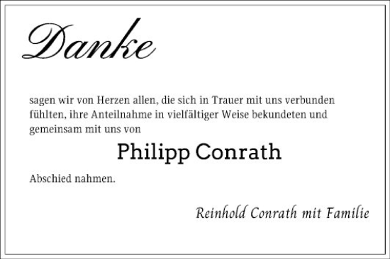 Traueranzeige von Philipp Conrath von Bergsträßer Anzeiger